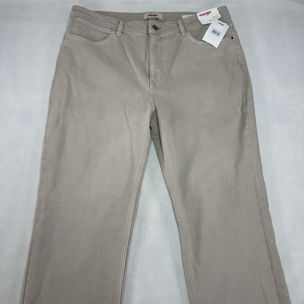 Wrangler Jeans Womens 16 Beige High Rise True Straight Stretch Denim Pants 36X33